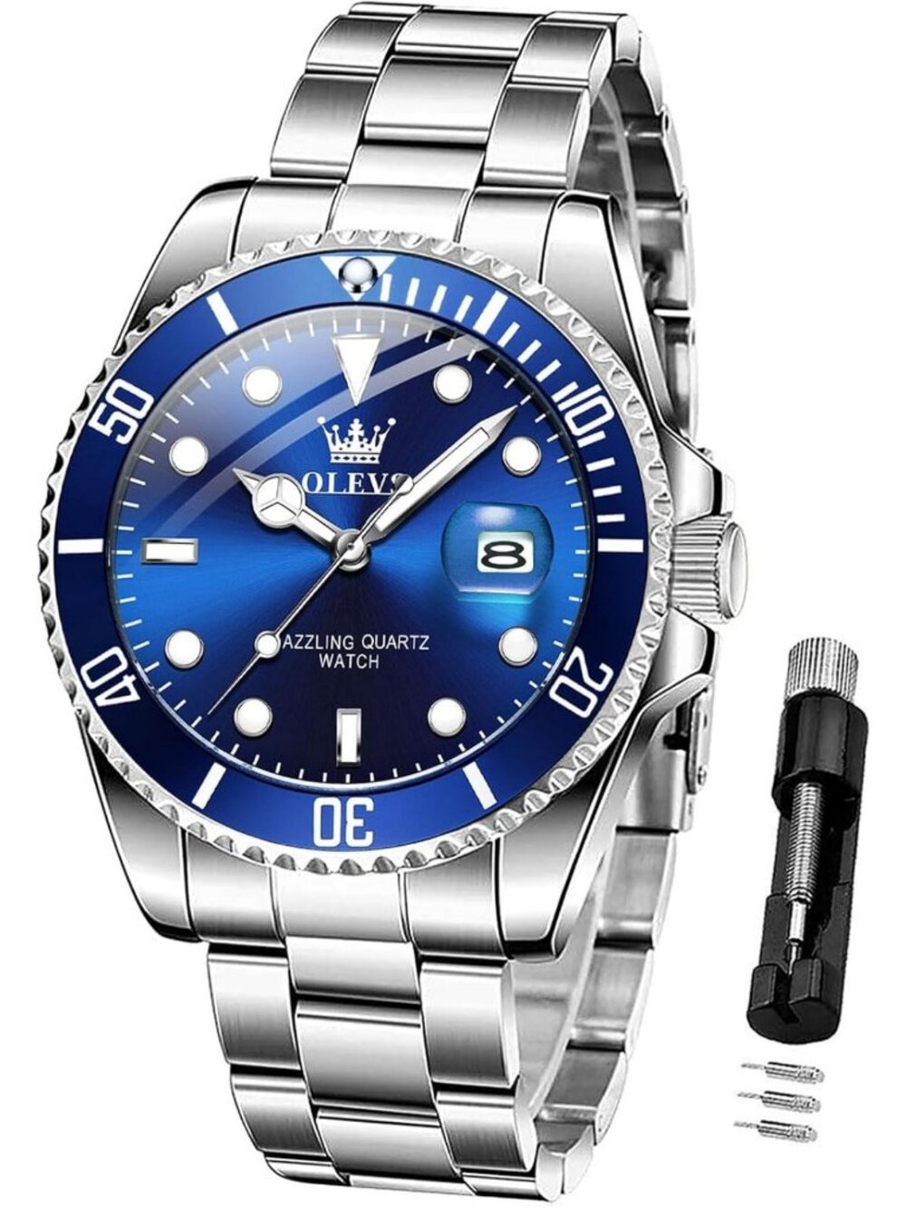 Luxury Men's Waterproof Quartz Analog Watch - Big Stainless Steel Design
